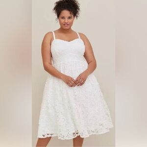 Torrid White Lace Spaghetti Strap Dress (4X)